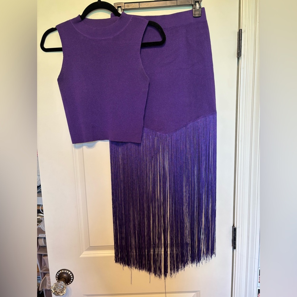 Purple Skirt Two Piece Set